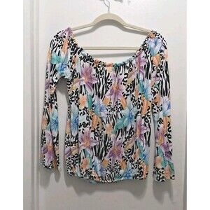Lascana Venus Blouse Women S Floral Animal Print Off Shoulder Bell Sleeve...